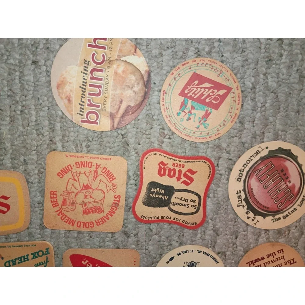 Lot Of (14) Brewery Cork Coasters Vintage Stag, Busch, Bud & More